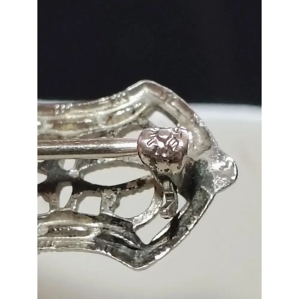 Vintage Sterling Silver USN Navy Mother of Pearl Art Deco Sweetheart Brooch
